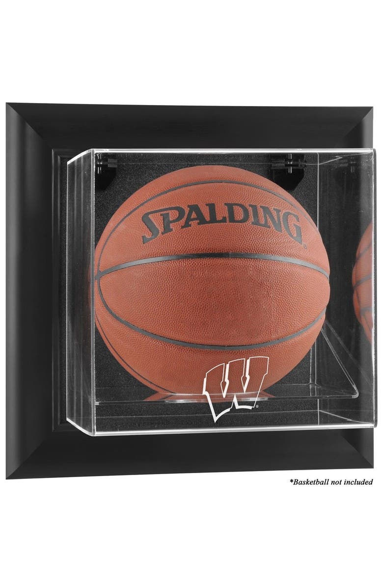 FANATICS AUTHENTIC Wisconsin Badgers Black Framed Wall-Mountable Basketball Display Case, Main, color,