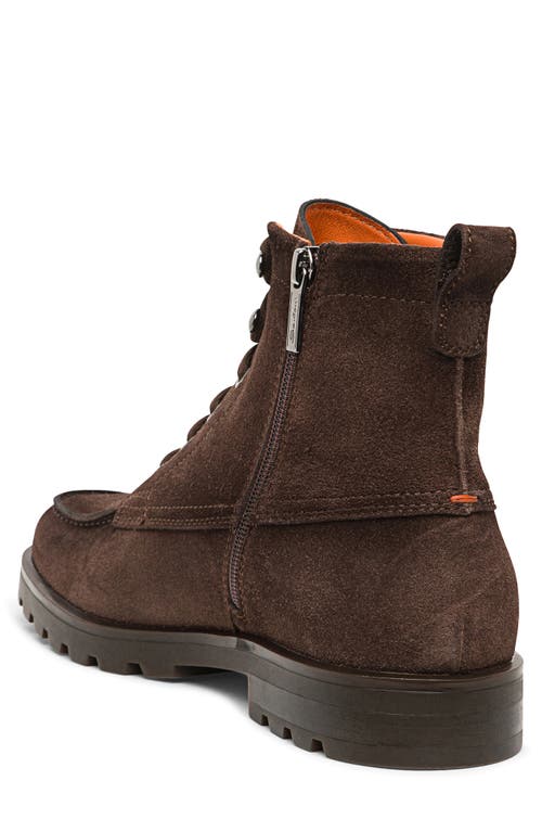 Santoni Men's Flair Suede Side-zip Lace-up Boots In Dark Brown