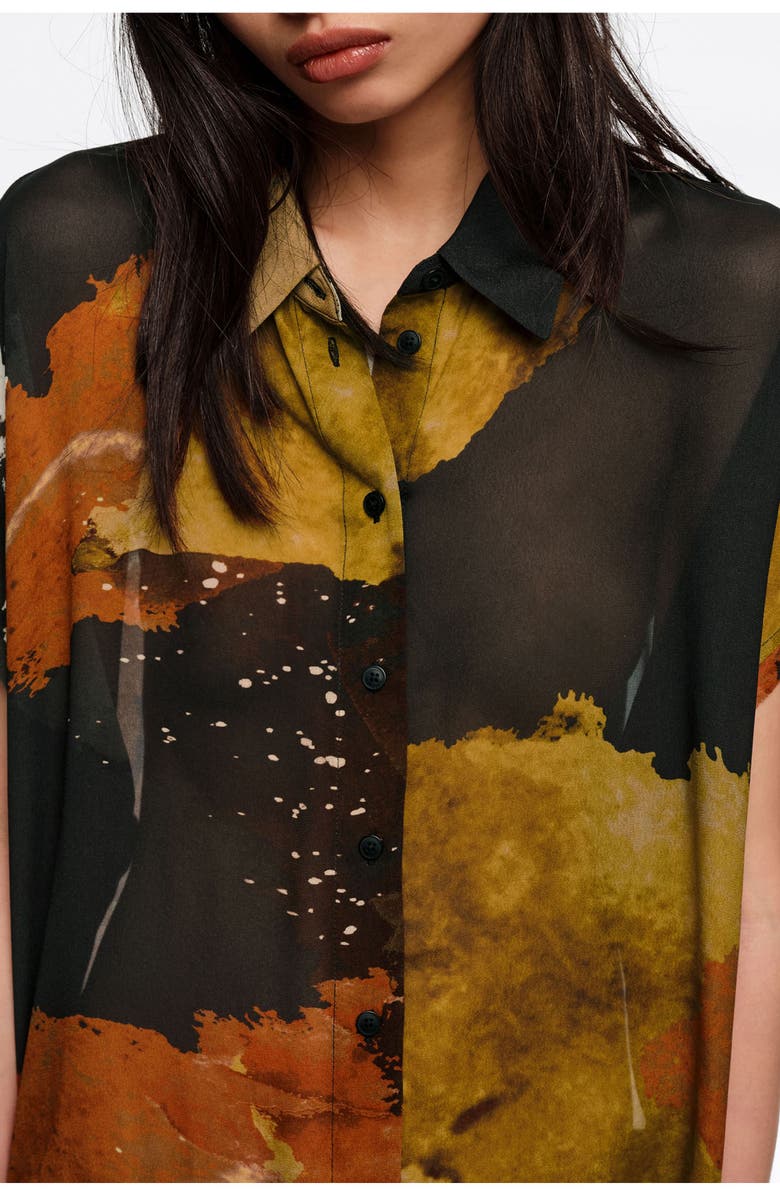 Bimba y Lola Blot Shirt With Flowing Sleeves, Alternate, color, Blot Xl Black