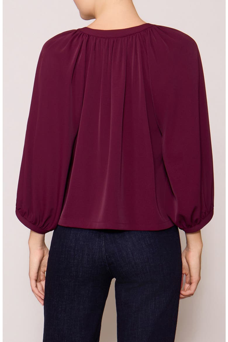 Luxe Crepe Three-Quarter Sleeve Top, Alternate, color, WINETASTING
