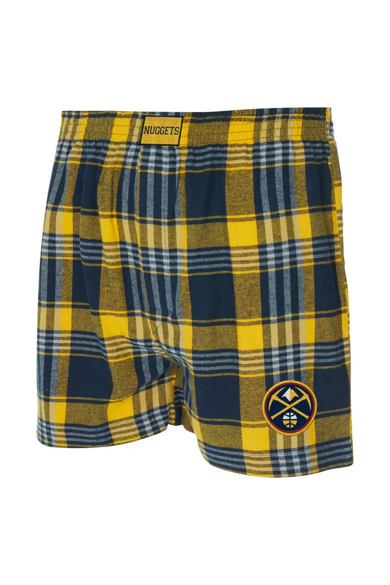 Men's Concepts Sport Navy Denver Nuggets Region Flannel Boxer Short, Alternate, color, Navy