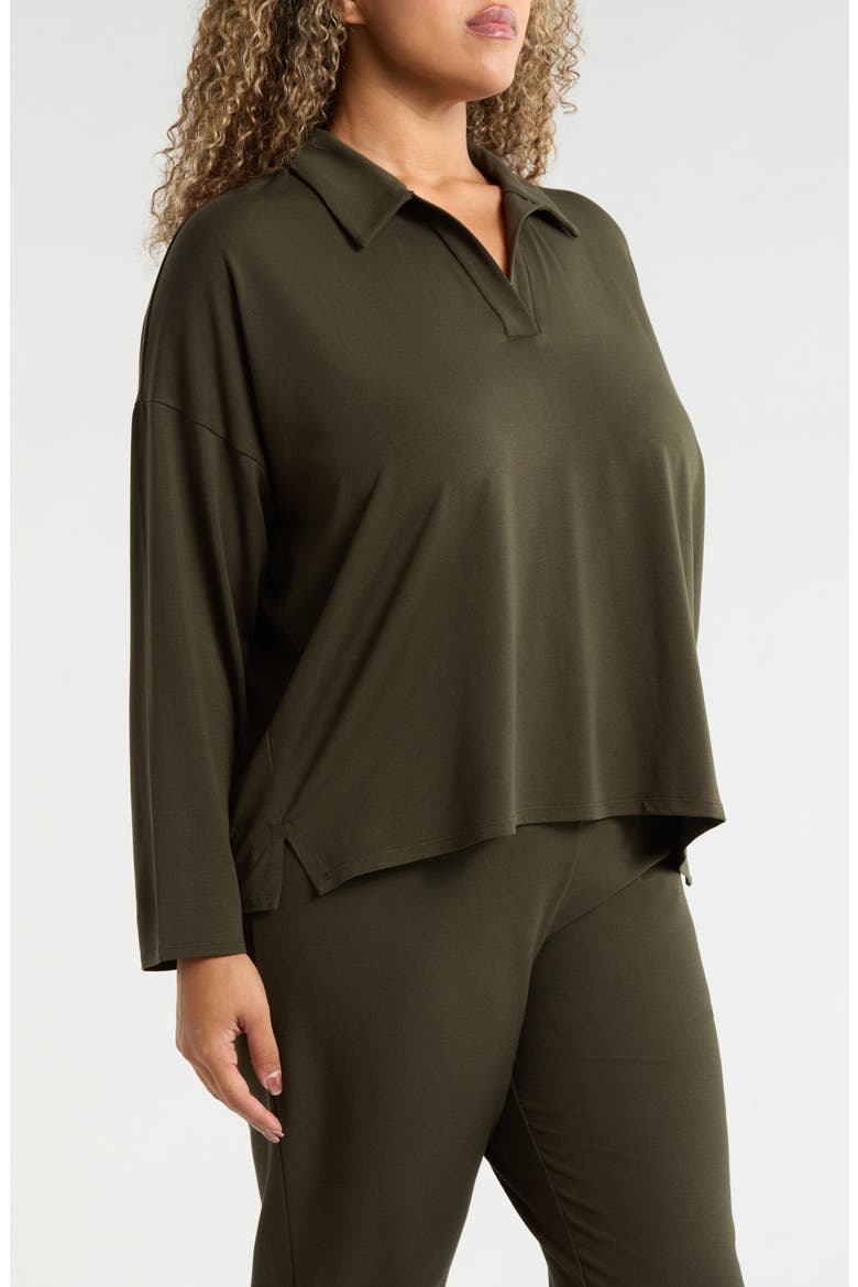Boxy Henley Jersey Top, Alternate, color, WOODLAND