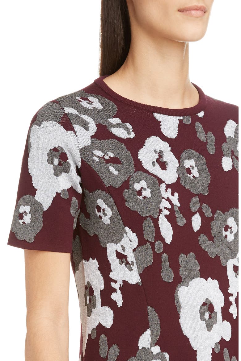 Floral Jacquard Fit & Flare Minidress, Alternate, color, DOVE GREY
