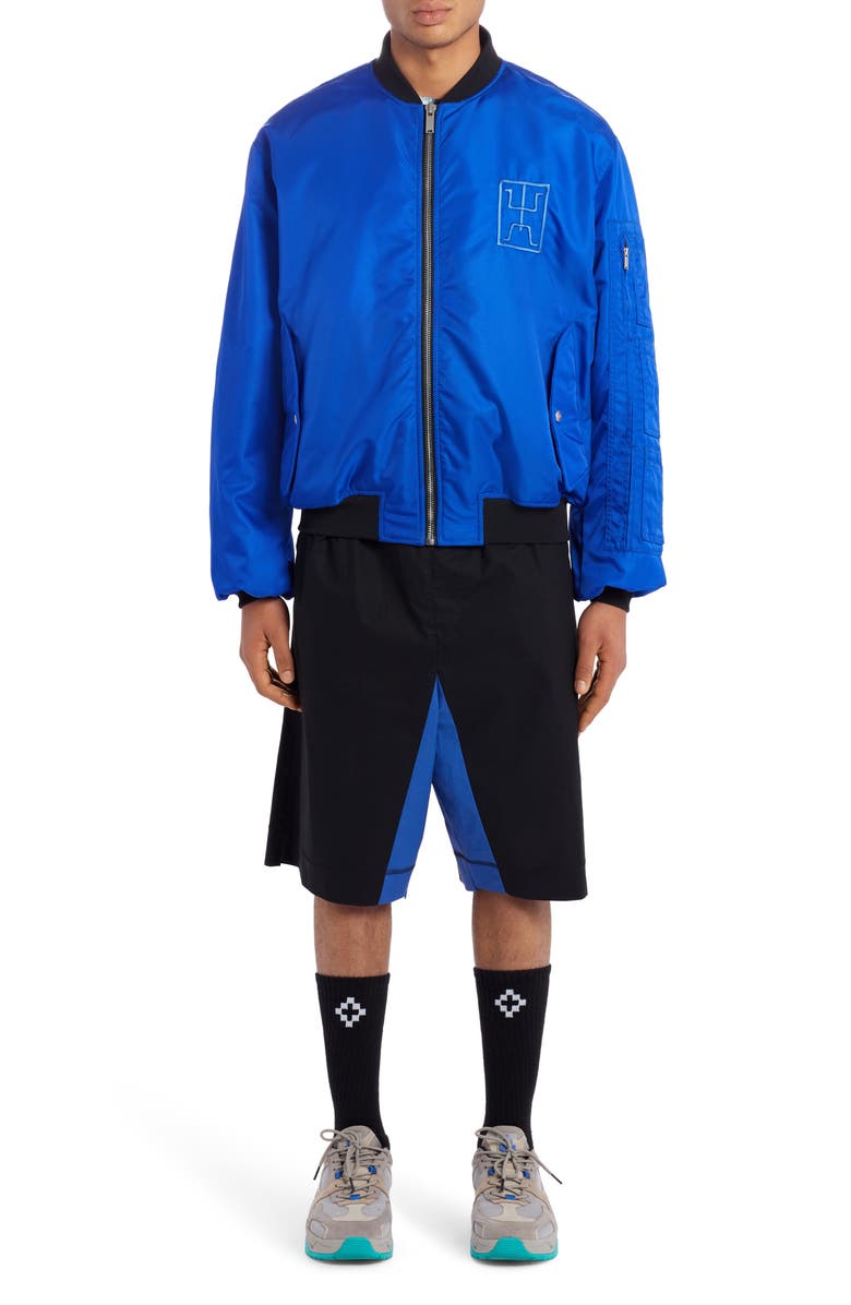 Marcelo Burlon Embroidered Cross Logo Nylon Bomber Jacket, Alternate, color, 