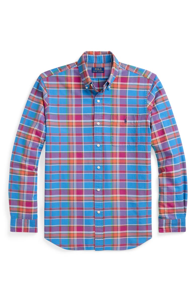 Polo Ralph Lauren Classic Fit Plaid Cotton Oxford Button-Down Shirt, Alternate, color, 