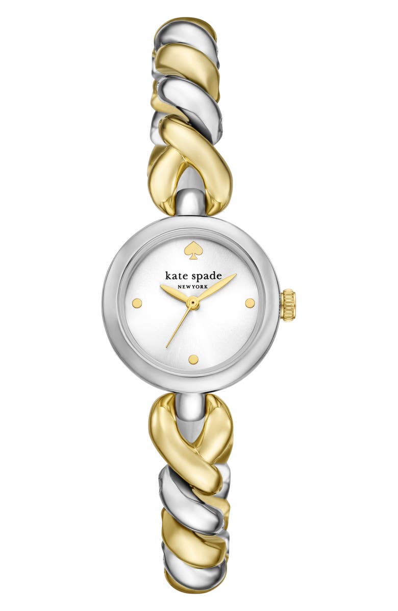 Kate Spade New York monroe two-tone twist bracelet watch, 24mm, Main, color, Two Tone