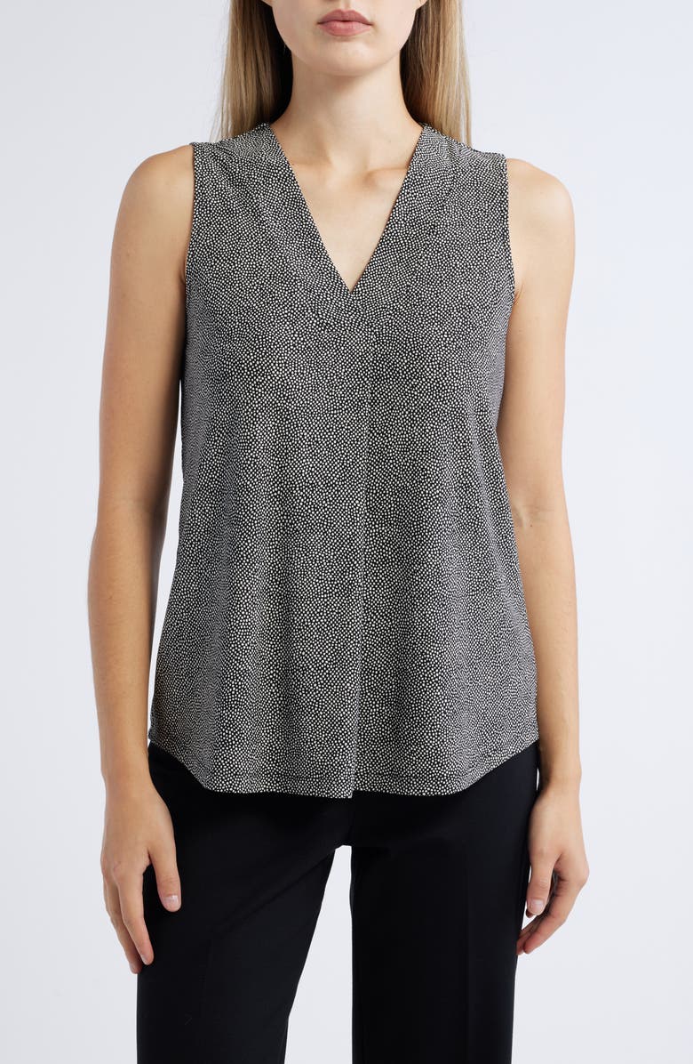 Anne Klein Polka Dot Pleat Neck Shell, Main, color,