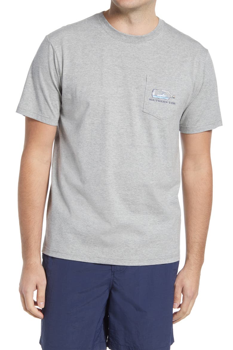 Boat in a Bottle Pocket Graphic Tee, Main, color, HEATHER GREY