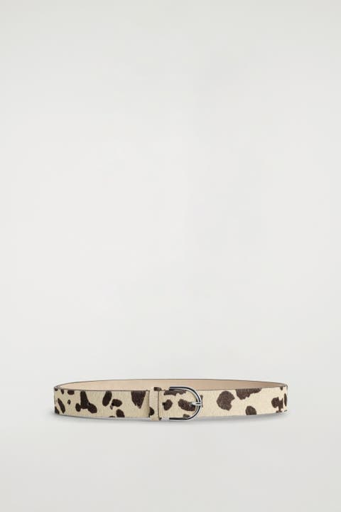 Animal-print Pony Hair-effect Leather Belt