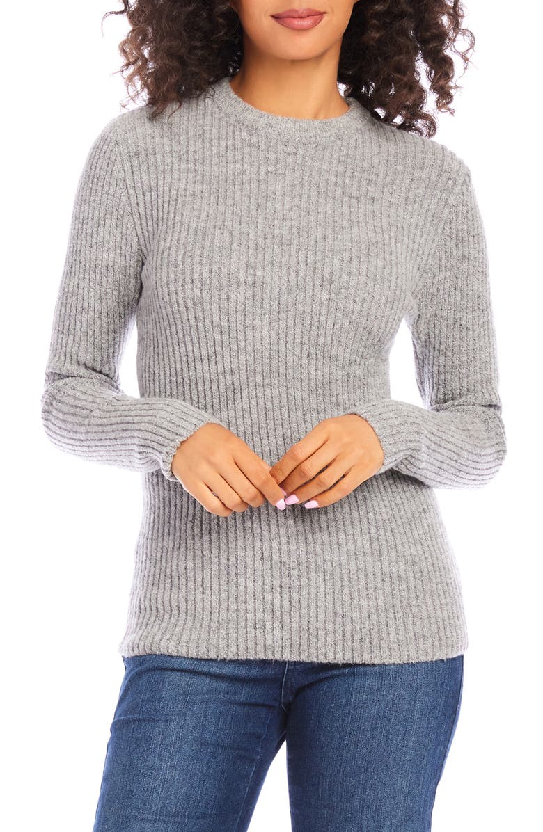 Karen Kane Wide Rib Crewneck Sweater, Main, color, Gray