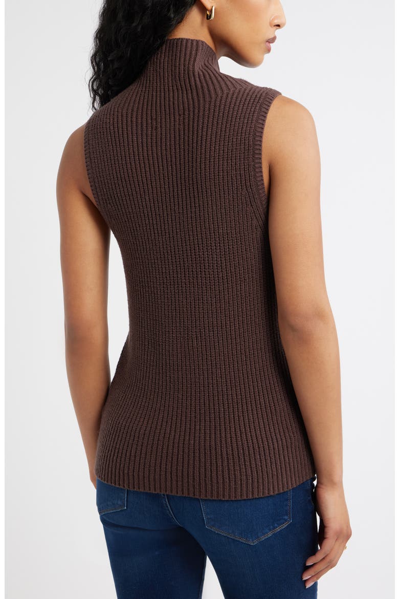 Sleeveless Funnel Neck Sweater, Alternate, color, BROWN SEAL