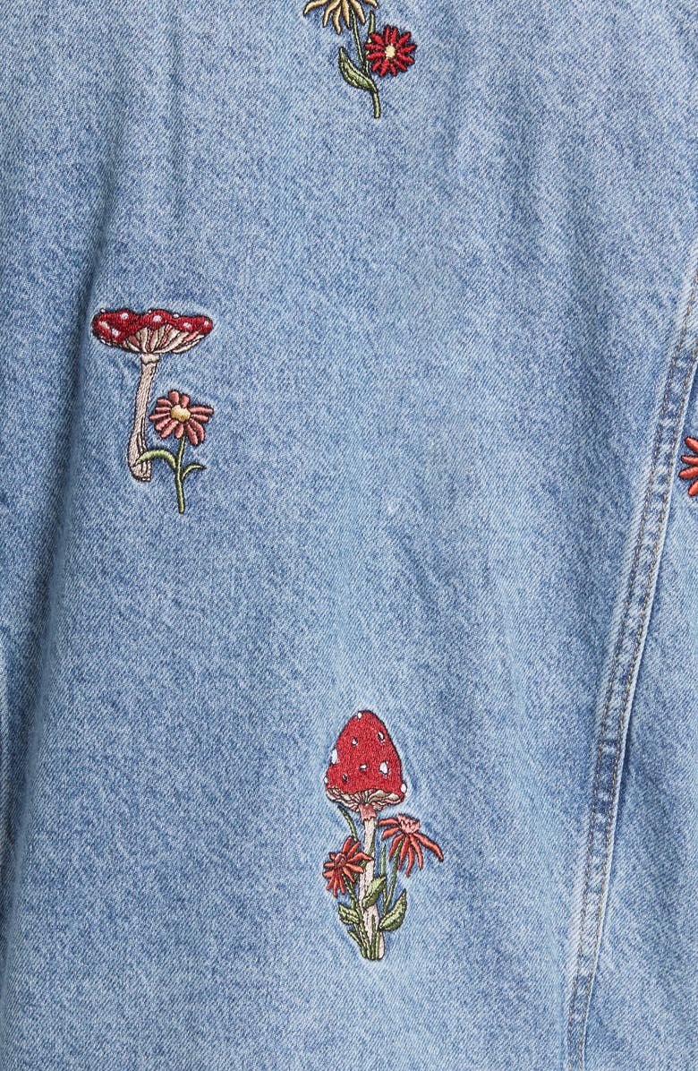 PacSun Mushroom & Floral Embroidered Denim Jacket, Alternate, color, 