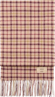 MANGO Check Wool Scarf