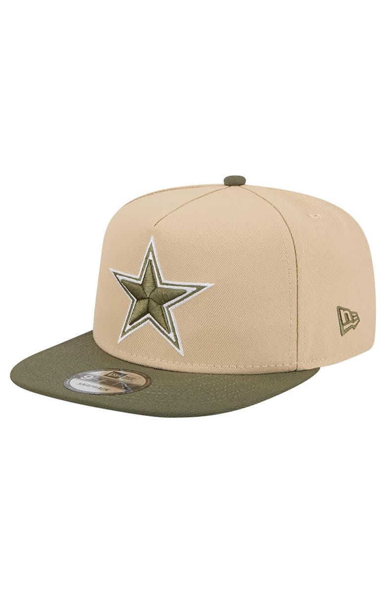 New Era Men's New Era Light Beige/Olive Dallas Cowboys Two-Tone Color Pack A-Frame 9FIFTY Snapback Hat, Main, color,