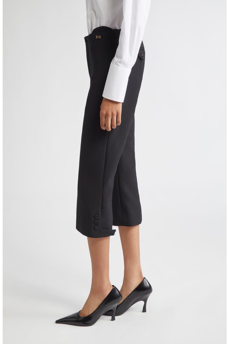 Tab Detail Double Crepe Crop Pants, Alternate, color, BLACK
