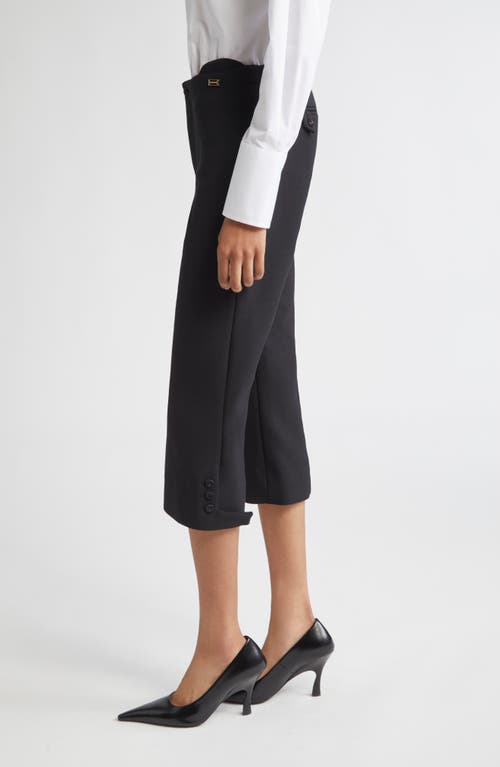 Victoria Beckham Buttoned Cuff Cropped Wool Trousers In Black