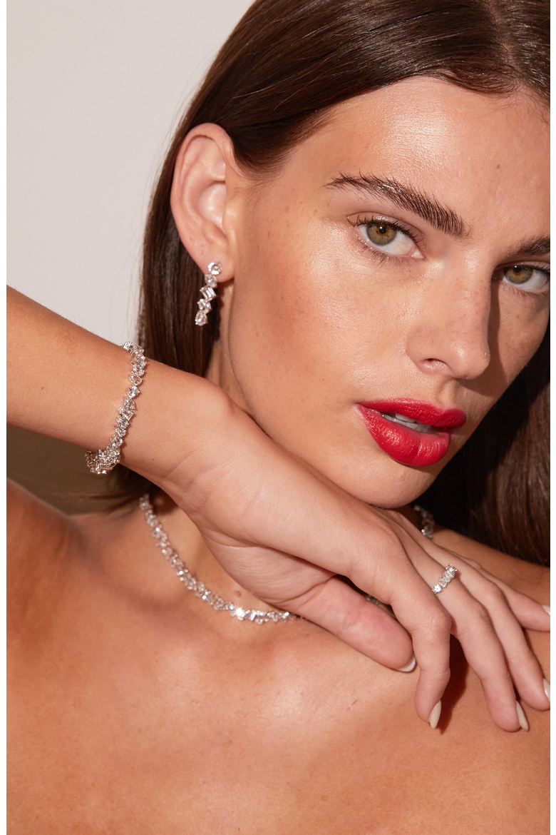 Lab Grown White Sapphire Mixed Shape Tennis Bracelet, Alternate, color, White Gold Vermeil
