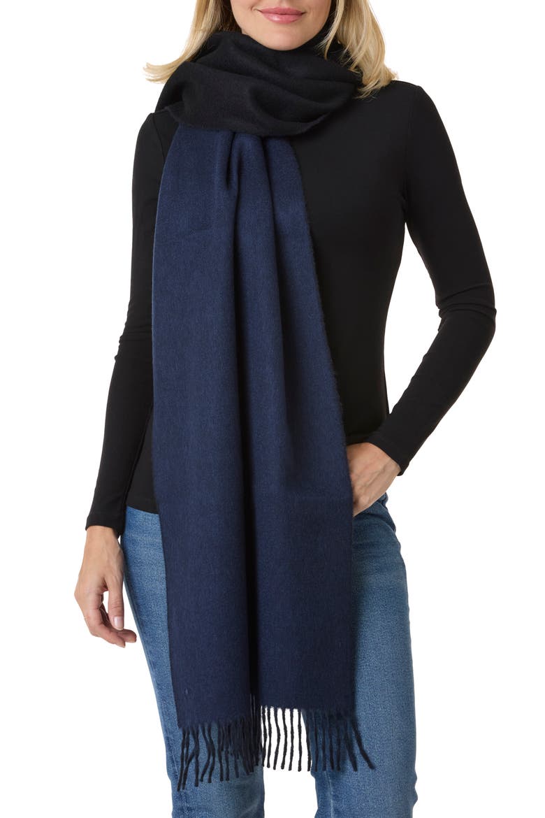 Wool & Cashmere Scarf, Main, color, BLACK / NAVY