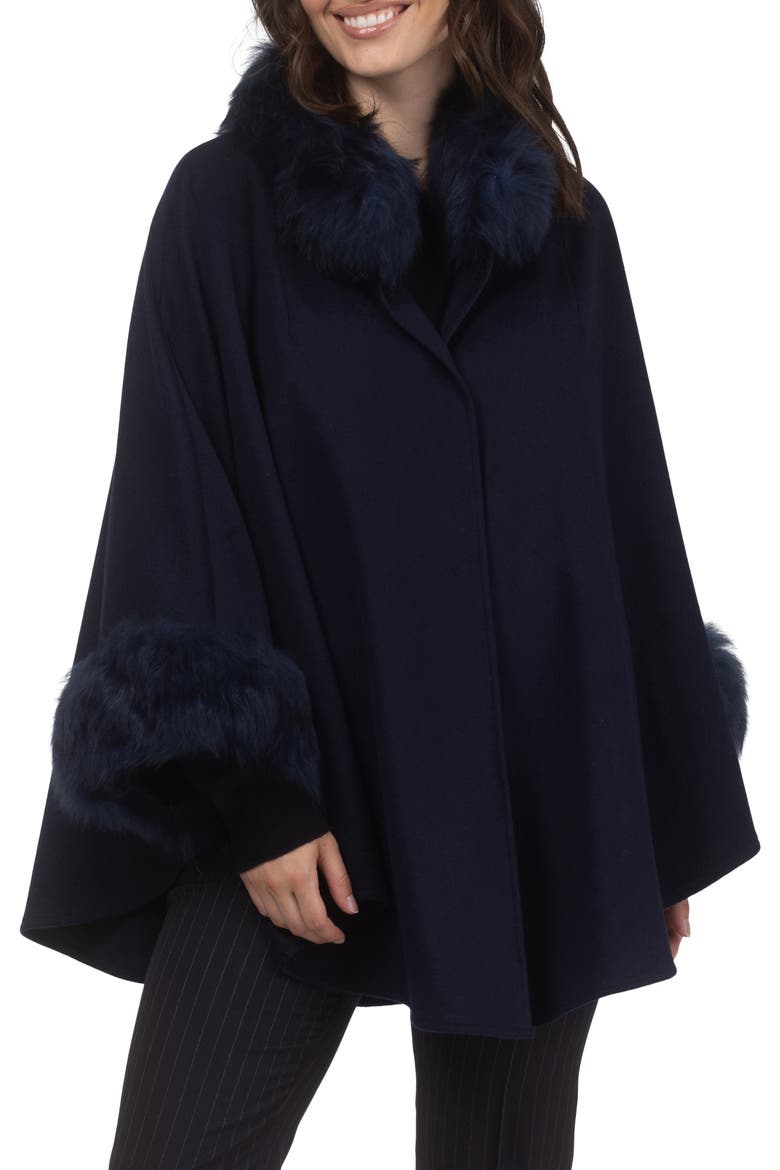 Wool And Cashmere Cape, Alternate, color, NAVY