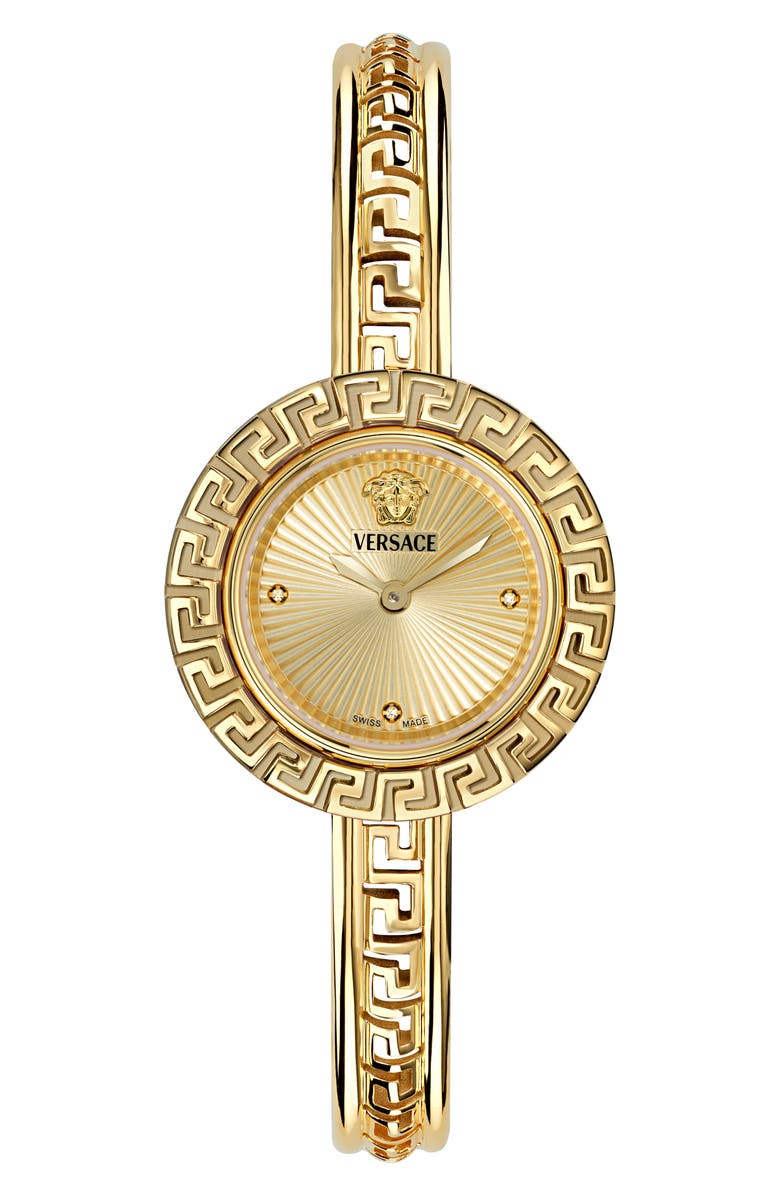 Versace Greca Pendant Bracelet Watch Set, 28mm, Main, color, Ip Yellow Gold