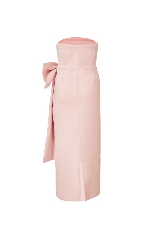 Quiz Strapless Bow Detail Maxi Dress In Pale Pink