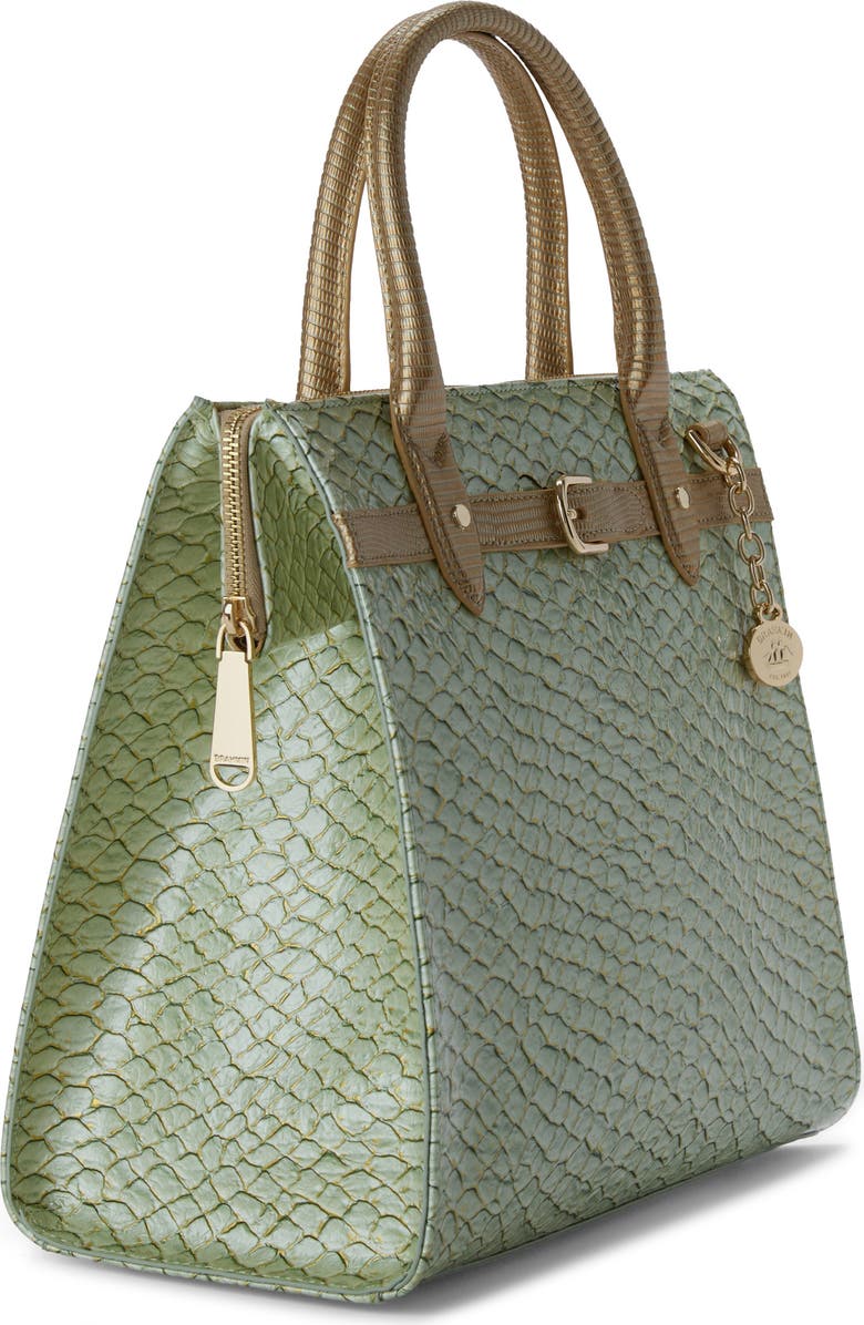 Brahmin Caroline Croc Embossed Leather Satchel, Alternate, color, Mint Novella