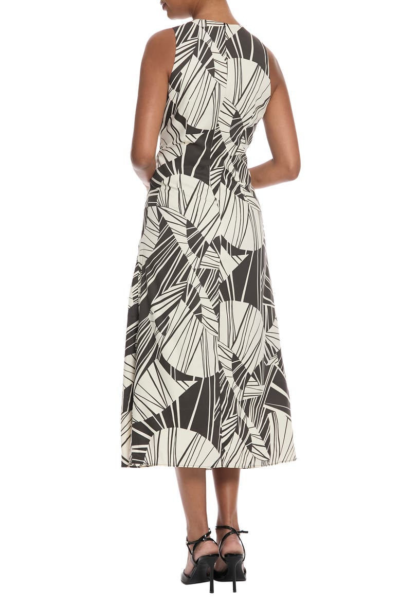 Woven Midi Dress, Alternate, color, WHITE ASPARAGUS/ BLACK OYSTER