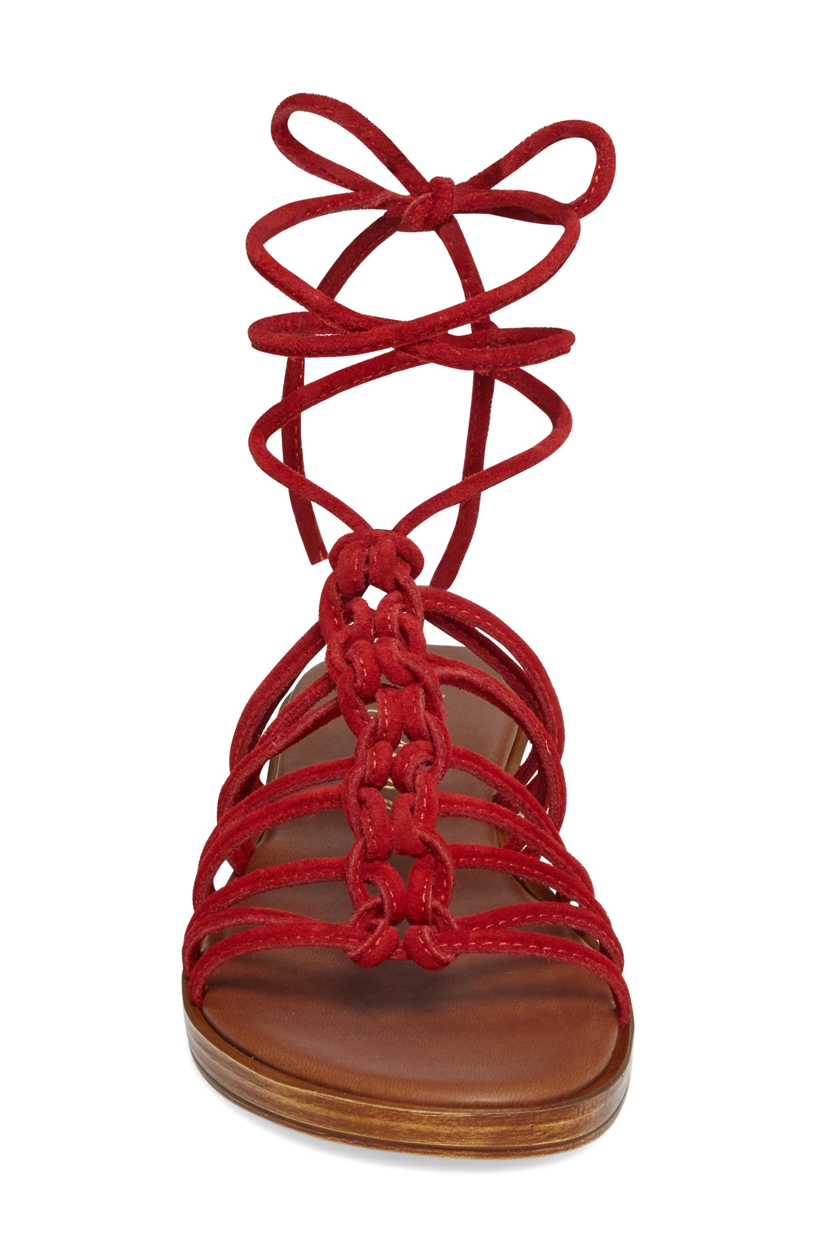 Origin Lace-Up Sandal, Alternate, color, RED SUEDE