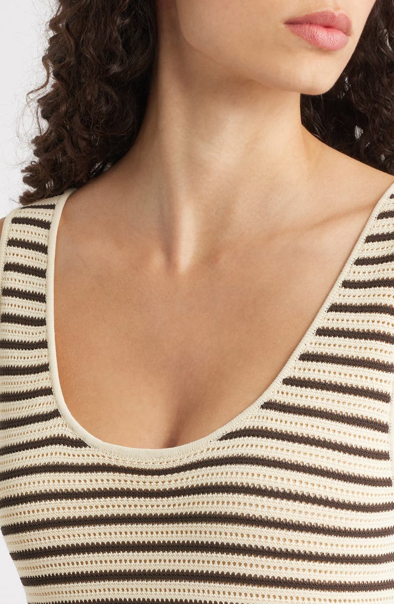 rag & bone Zoey Stripe Open Knit Maxi Tank Dress, Alternate, color, Beige Multi