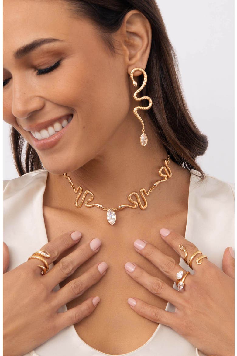 Serpentina Single Statement Drop Earring, Alternate, color, GOLD