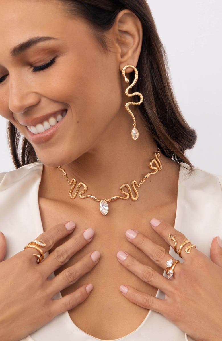 Ettika Serpentina Single Statement Drop Earring, Alternate, color, Gold