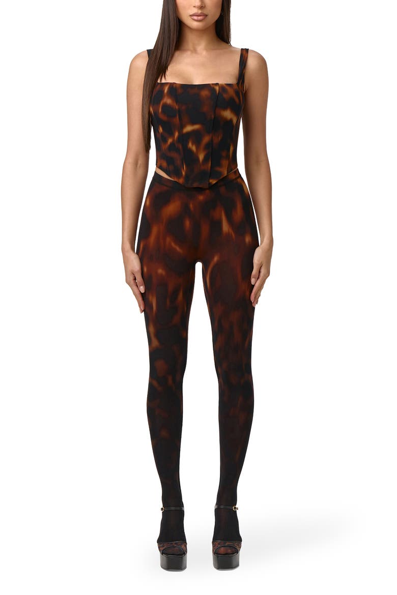 Bare Body Tortoiseshell Print Corset Top, Alternate, color, TORTOISE
