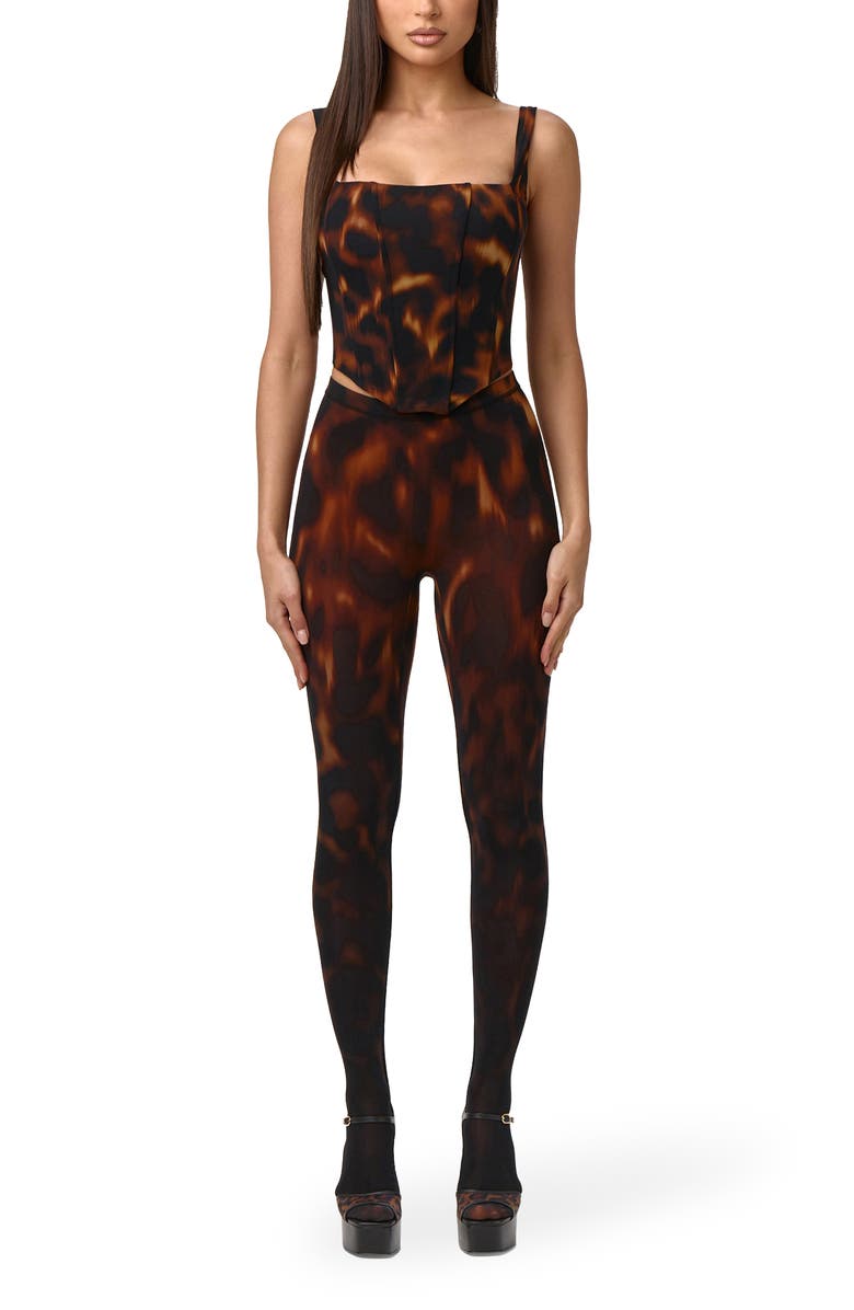 Naked Wardrobe Bare Body Tortoiseshell Print Corset Top, Alternate, color, Tortoise