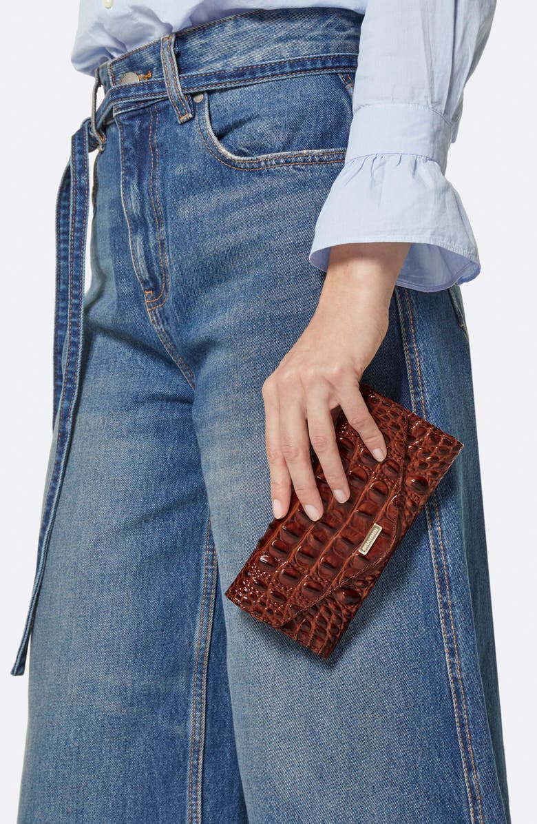 Brahmin Veronica Croc Embossed Leather Wallet, Alternate, color, 