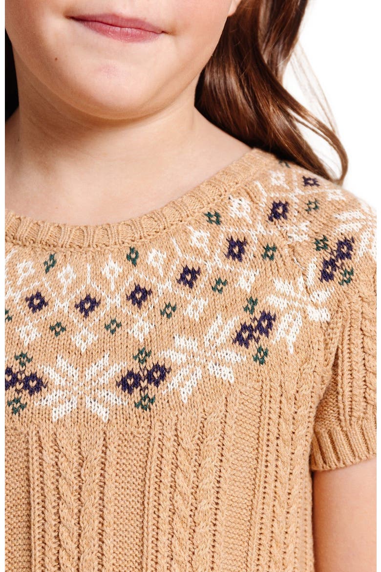 Baby Girls' Organic Fair Isle Cable Sweater Dress, Infant, Alternate, color, Ivory Fair Isle Cable