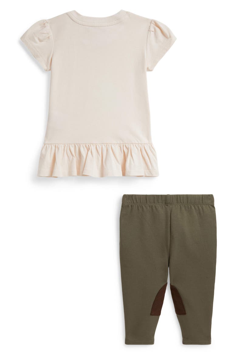 Kids' Polo Bear Peplum Top & Pants Set, Alternate, color, ESTATE CREAM
