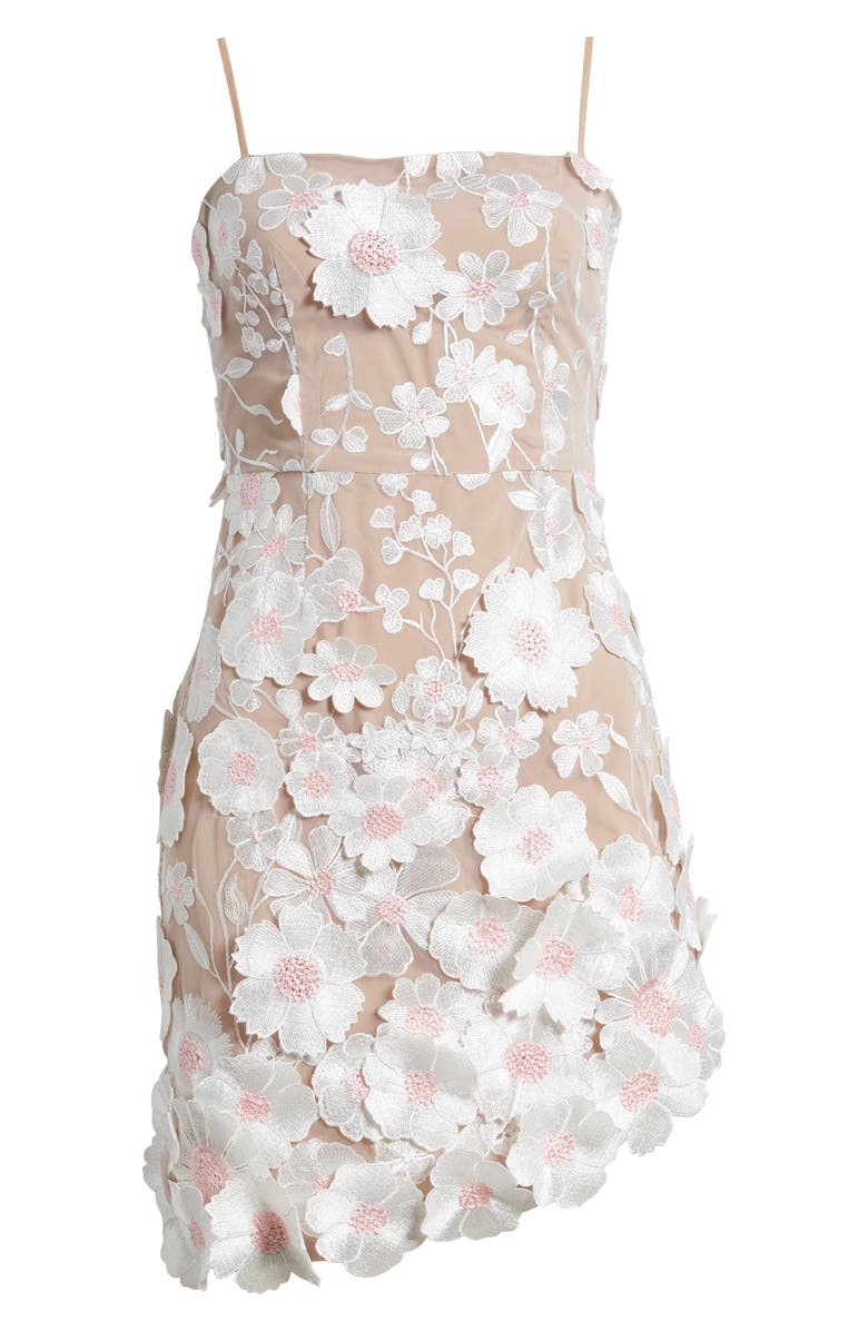 Elliatt New Age Floral Appliqué Strapless Cocktail Minidress, Alternate, color,