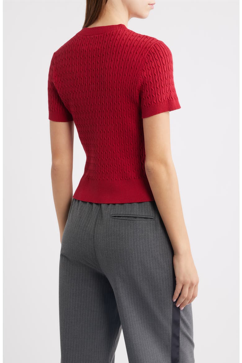 Sheep Cotton Cable Sweater, Alternate, color, RED
