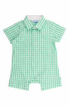 Spring Bud Cotton Gingham Polo Romper