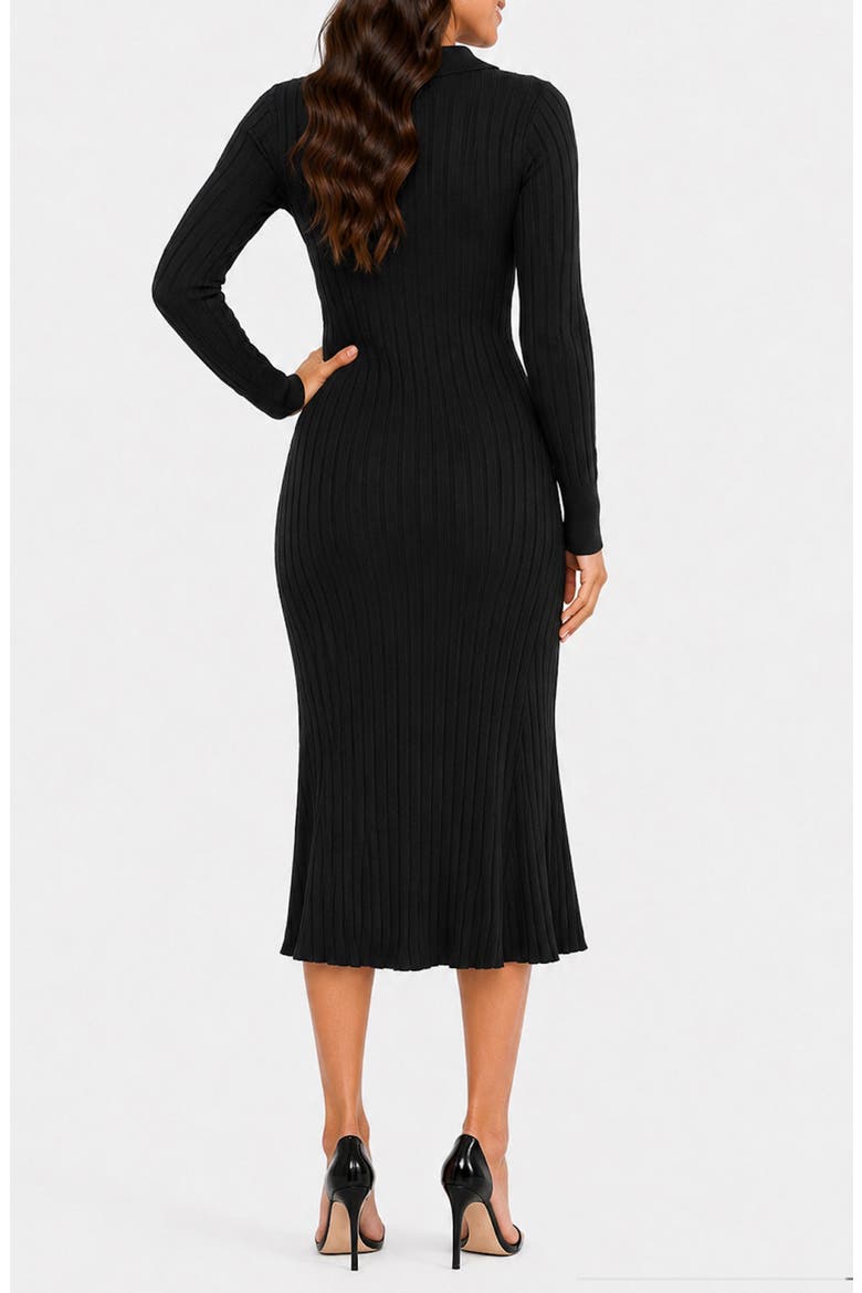 Collared Long Sleeve Sweater Dress, Alternate, color, BLACK/ GOLD
