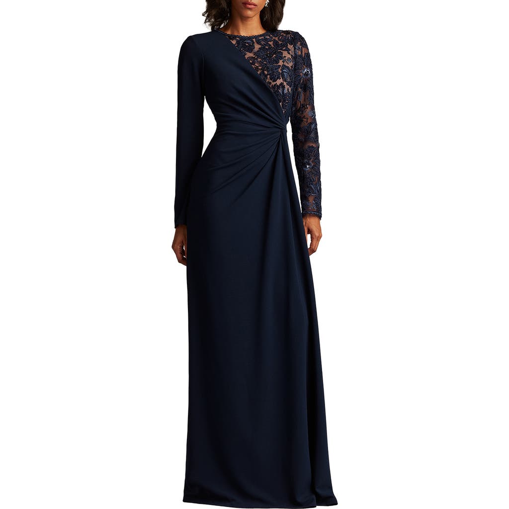 Tadashi Shoji Devika Embroidered Twist In Blue