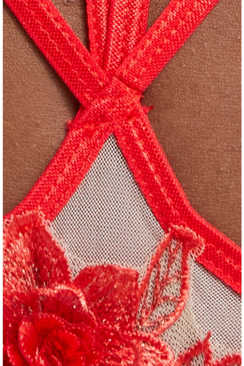 Floral Appliqué Teddy, Alternate, color, RED