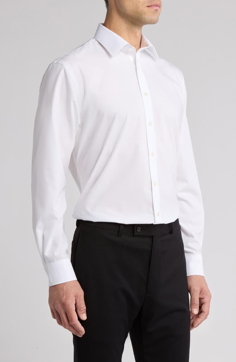 Nordstrom Non-Iron Traditional Fit Solid Cotton Dress Shirt, Alternate, color, White
