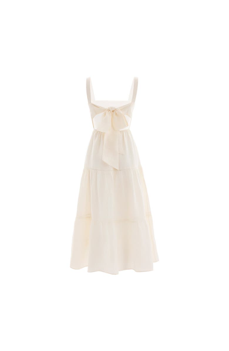 Monlicia Ella White Midi 100% Linen Dress, Alternate, color, White