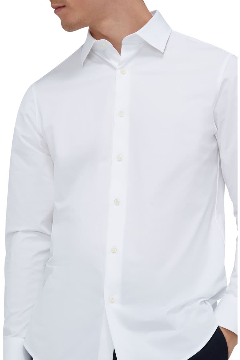 OoohCotton® Solid Button-Up Shirt, Alternate, color, WHITE