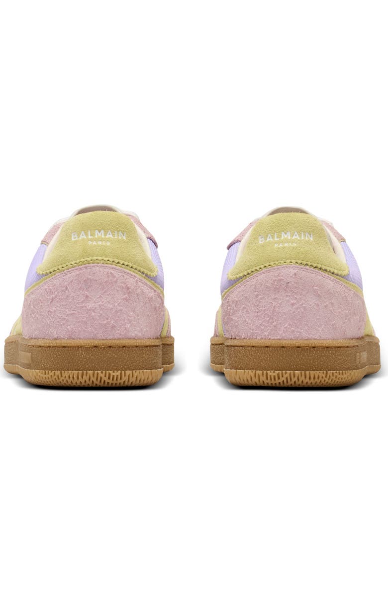 Balmain Swan suede and mesh trainers, Alternate, color, Purple