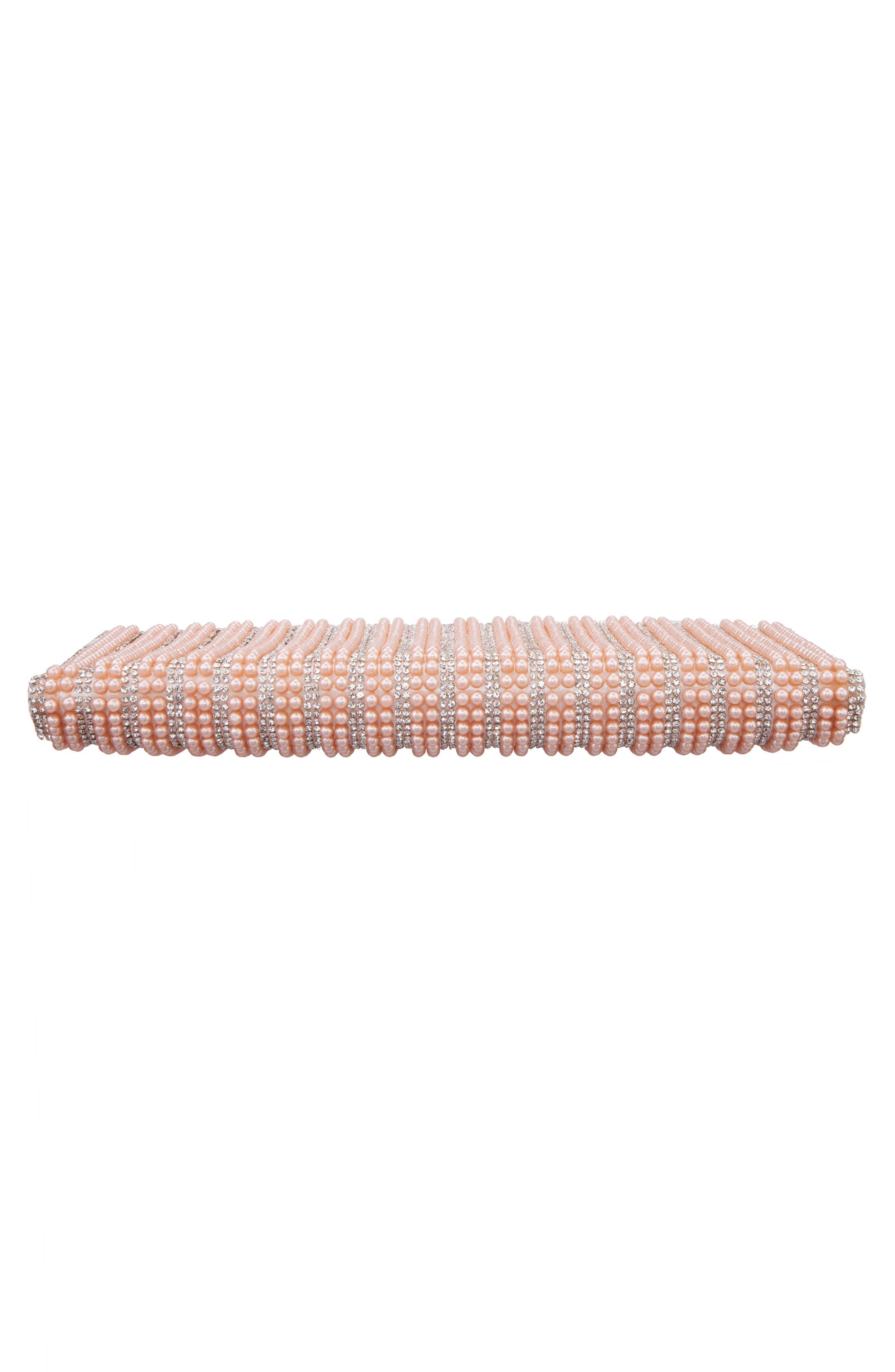 Crystal & Imitation Pearl Embellished Clutch, Alternate, color, PEARL ROSE