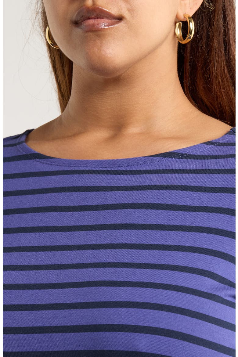 Sailor Stripe Long Sleeve Organic Cotton T-Shirt, Alternate, color, BRETON DARK BILBERRY MARITIME