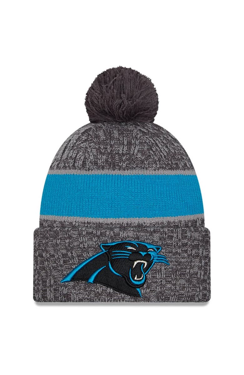 New Era Men's New Era  Gray Carolina Panthers 2023 Sideline Sport Cuffed Pom Knit Hat, Main, color, Gray