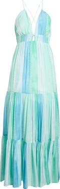 Elan Print Tiered Halter Maxi Dress